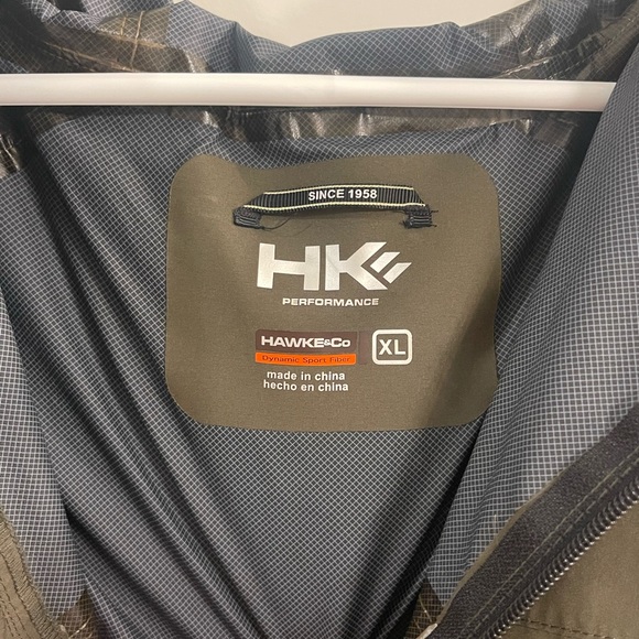 Hawke & Co. Men's Seam Sealed Hooded Water Resistant Rain Jacket Olive green XL - Picture 6 of 9